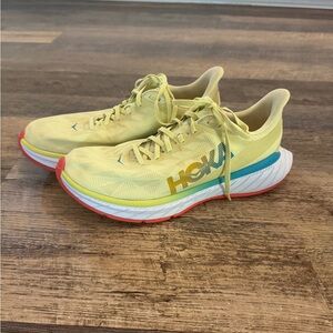 Hoka One carbon X Vibrant Yellow and Blue Running Shoes with Breathable Mesh EUC